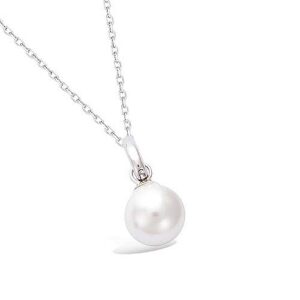 Collier argent rhodié perle imitation