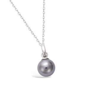 Collier argent rhodié perle imitation