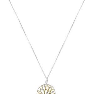 Collier argent rhodié bicolore arbre de vie oxydes