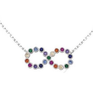 Collier argent rhodié infini oxydes multicolore