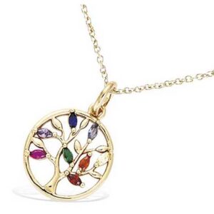 Collier plaqué or arbre de vie colorée