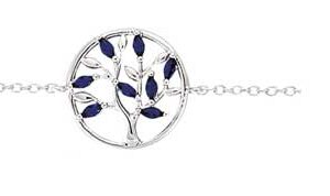 Bracelet argent rhodié arbre de vie oxydes bleu