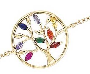 Bracelet plaqué or arbre de vies oxydes multicolore