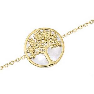 Bracelet plaqué or arbre de vie nacre