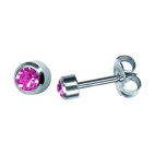 Boutons de Perçage pierre sertie Zircon rose - sans Nickel (carte de 12 paires)