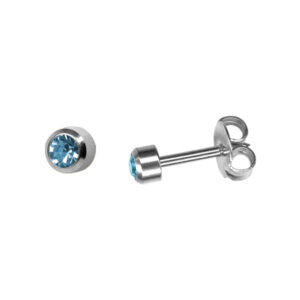 Boutons de Perçage pierre sertie Aigue-Marine - sans Nickel (carte de 12 paires)