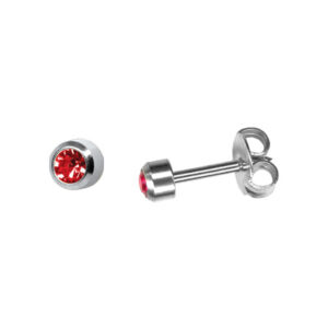 Boutons de Perçage pierre sertie Rubis - sans Nickel (carte de 12 paires)