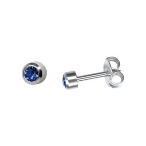 Boutons de Perçage pierre sertie Saphir - sans Nickel (carte de 12 paires)