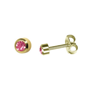 Boutons de Perçage pierre sertie Zircom rose - sans Nickel (carte de 12 paires)
