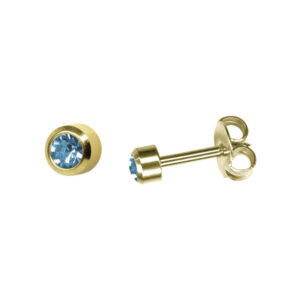 Boutons de Perçage pierre sertie Aigue-Marine - sans Nickel (carte de 12 paires)