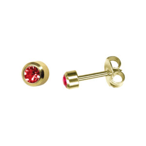 Boutons de Perçage pierre sertie Rubis - sans Nickel (carte de 12 paires)
