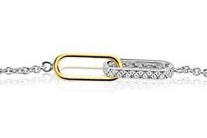 Bracelet ZINZI argent bicolore avec maillons connectés 1xzirc.
