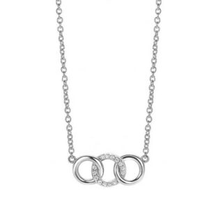 Collier ZINZI en argent sterling orné de 3 cercles ouverts reliés et de zirconias blancs