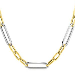 Collier ZINZI bicolore argenté à maillons ovales