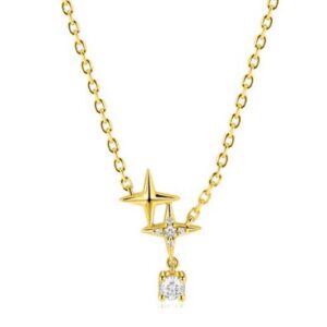 Collier ZINZI en argent sterling orné de deux étoiles et de zirconias
