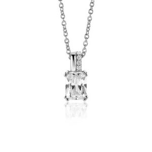 Pendentif ZINZI en argent sterling 925, zircon blanc rectangulaire(chaîne non inclus)
