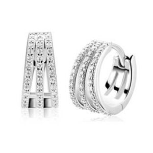 Boucles d'oreilles ZINZI argentées multi-effets de 13 mm avec un fermoir à charnière luxueux, largeur 6 mm