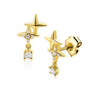 Boucles d'oreilles puces ZINZI en argent sterling avec 2 étoiles et zirconias
