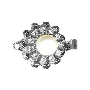 Fermoir Collier 1 rang Cliquet Perle/Pierres Métal Rhodié