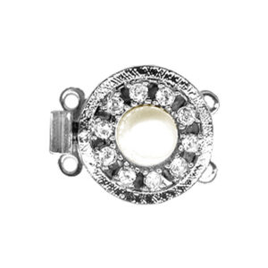 Fermoir Collier 2 Rangs Cliquet Perle/Pierres Métal Rhodié