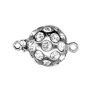 Fermoir Collier 1 rang Sécurité Boule Pierres Métal Rhodié