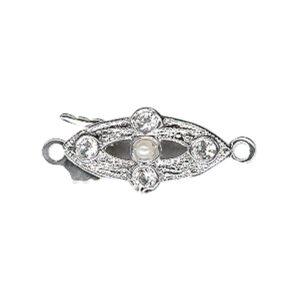 Fermoir Collier 1 rang Sécurité Perle Métal Rhodié