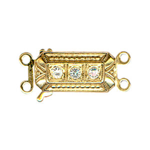 Fermoir Collier 2 rangs Sécurité Pierres Argent Plaqué Doré