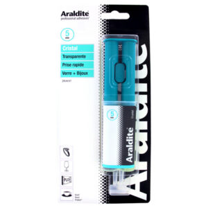 Seringue de Colle 24ml ARALDITE Cristal - Prise Rapide 5 mn - Pour Bijouterie