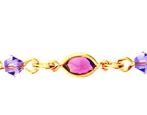 18 cms navette mauve et boule violette