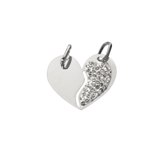 Pendentif cœur sécable or gris oxydes