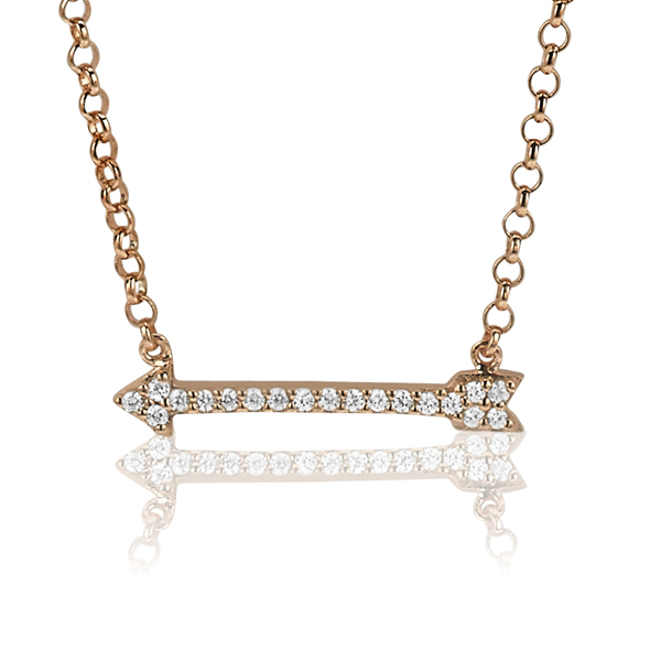 Collier argent rhodié rosé oxydes