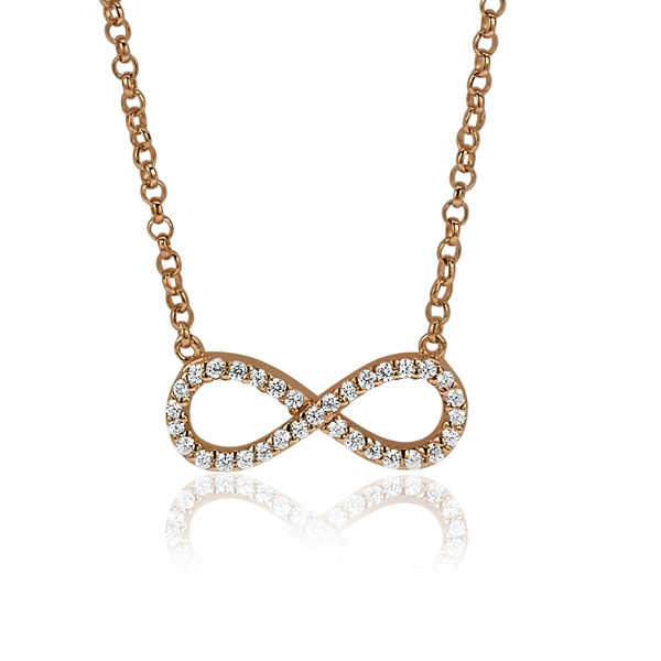 Collier argent rhodié rosé oxydes