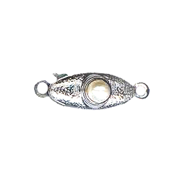 Fermoir Collier 1 rang Sécurité Olive Argent Rhodié
