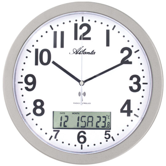Pendule Quartz Radio-Controlée Dato - Jour/Date/Température intérieure Ø30cm
