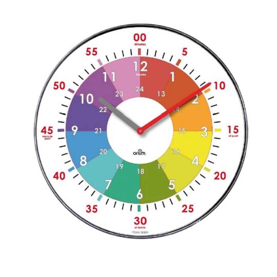Pendule quartz cadran pédagogique