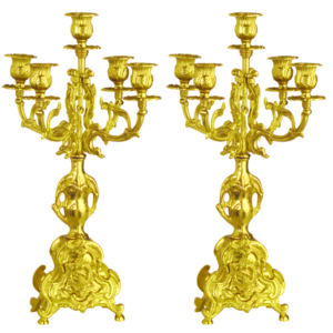 Lot de 2 Candélabres Laiton - ht. 41cm
