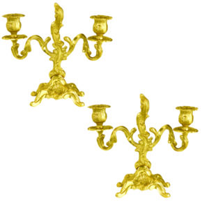 Lot de 2 Candélabres Laiton - ht. 20cm