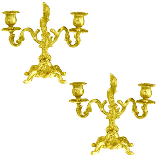 Lot de 2 Candélabres Laiton - ht. 20cm