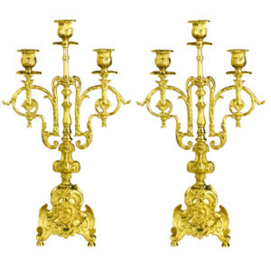 Lot de 2 Candélabres Laiton - ht. 43cm
