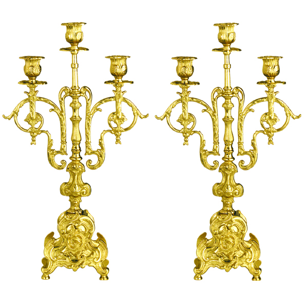 Lot de 2 Candélabres Laiton - ht. 43cm