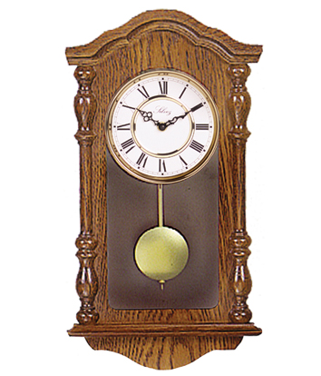 Carillon Quartz teinté Chêne avec en porte bois massif - ht. 46cm