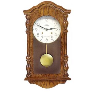 Pendule Mécanique teinté Chêne - Régulateur 8 jours - Porte en bois massif - ht. 46 cm