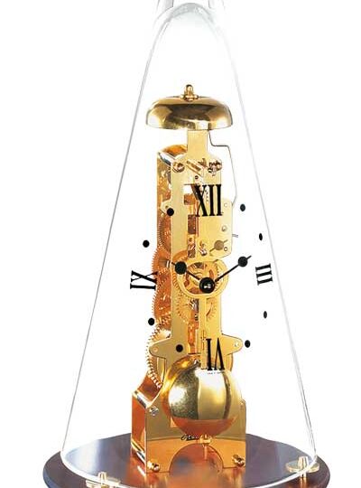 Pendule Mécanique à poser - Globe Verre conique - ht. 36 cm