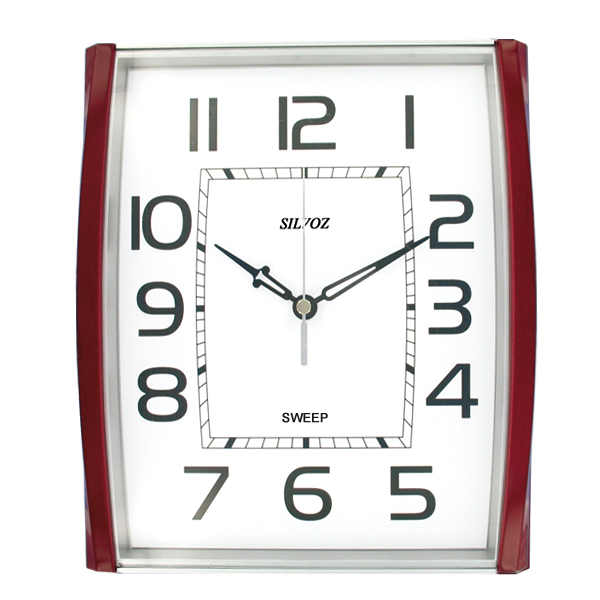 Pendule Quartz rectangulaire bordeaux, à poser ou accrocher