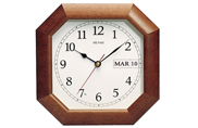 Pendule Quartz grand dato bois massif teinté Noyer