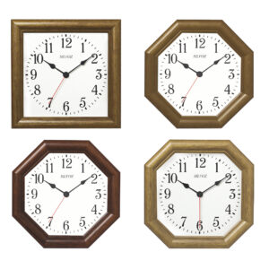 Lot de 4 Pendules Quartz bois - Cadrans Métal