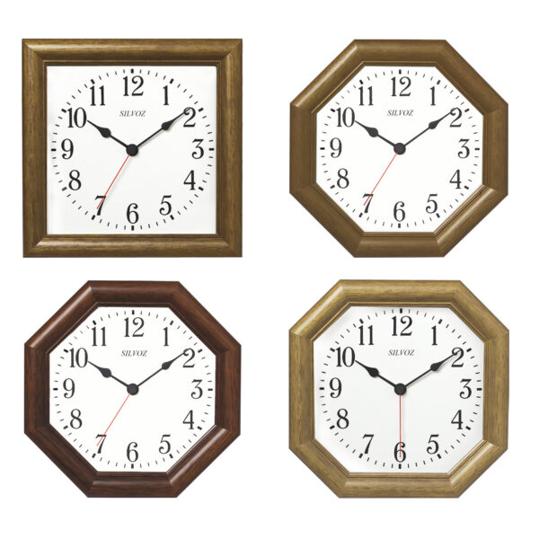 Lot de 4 Pendules Quartz bois - Cadrans Métal