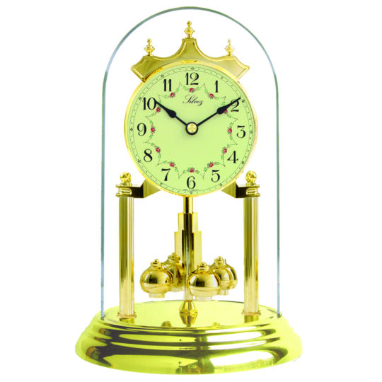 Pendule 400 jours Quartz balancier boules dorées "A SONNERIE" - ht. 23cm