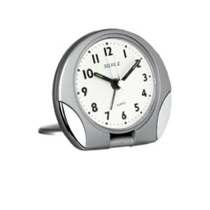 Réveil de Voyage Quartz argent - Eclairage cadran par pression sur le verre