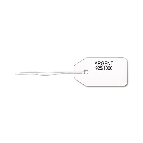 Botte de 1000 Etiquettes N°13 "Argent 925/1000" à Fil blanc - Bristol